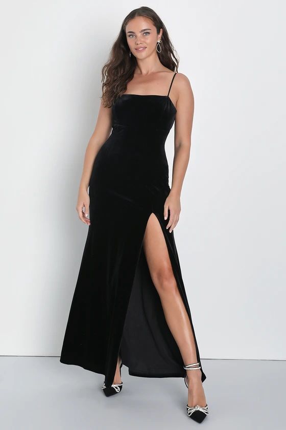 Marvelous Elegance Black Velvet Sleeveless Backless Maxi Dress | Lulus