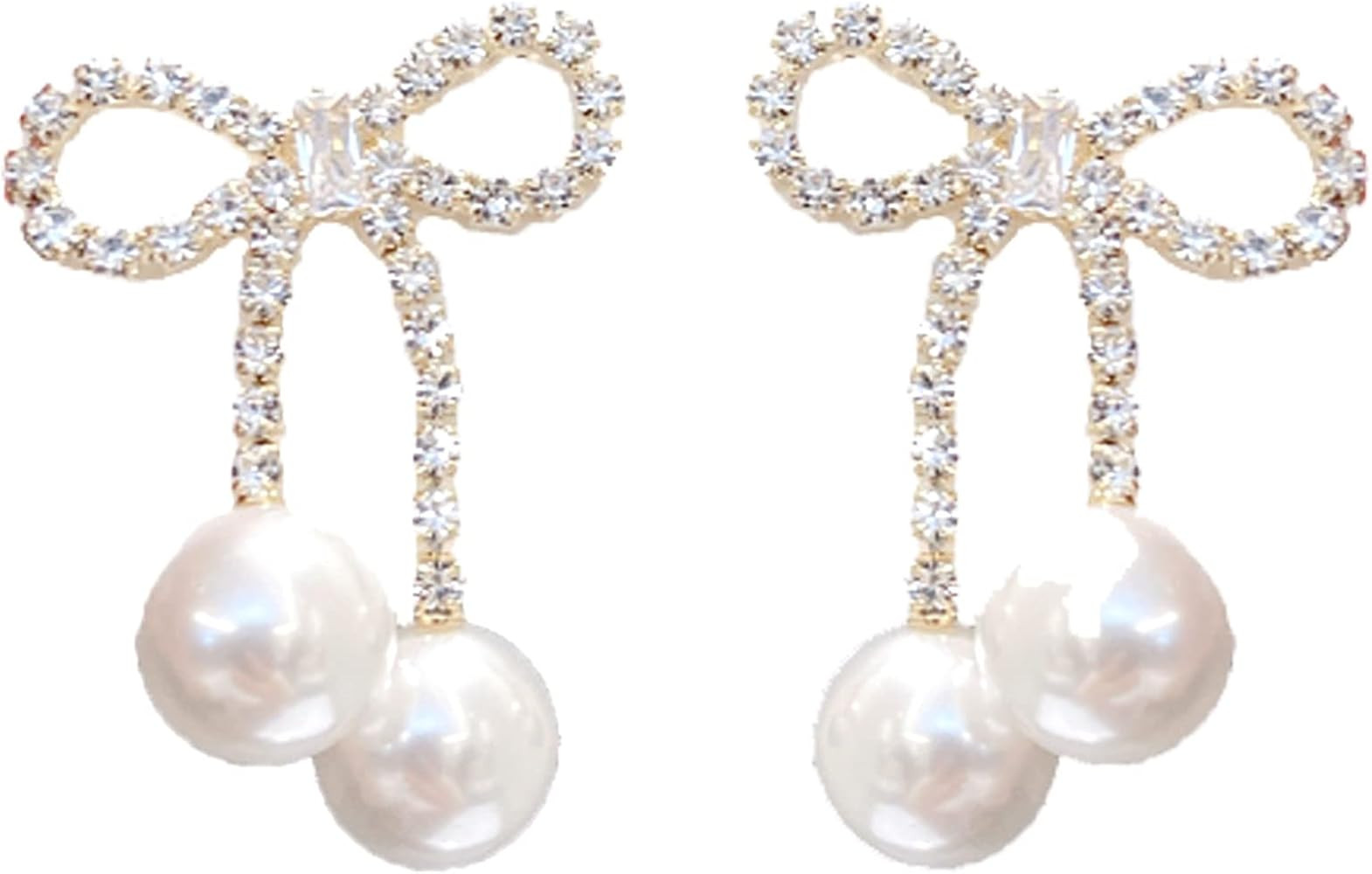 Bow Drop Earrings for Women Girls Silver Crystal Bowknot Tassels Statement Earrings Lightweight S... | Amazon (US)