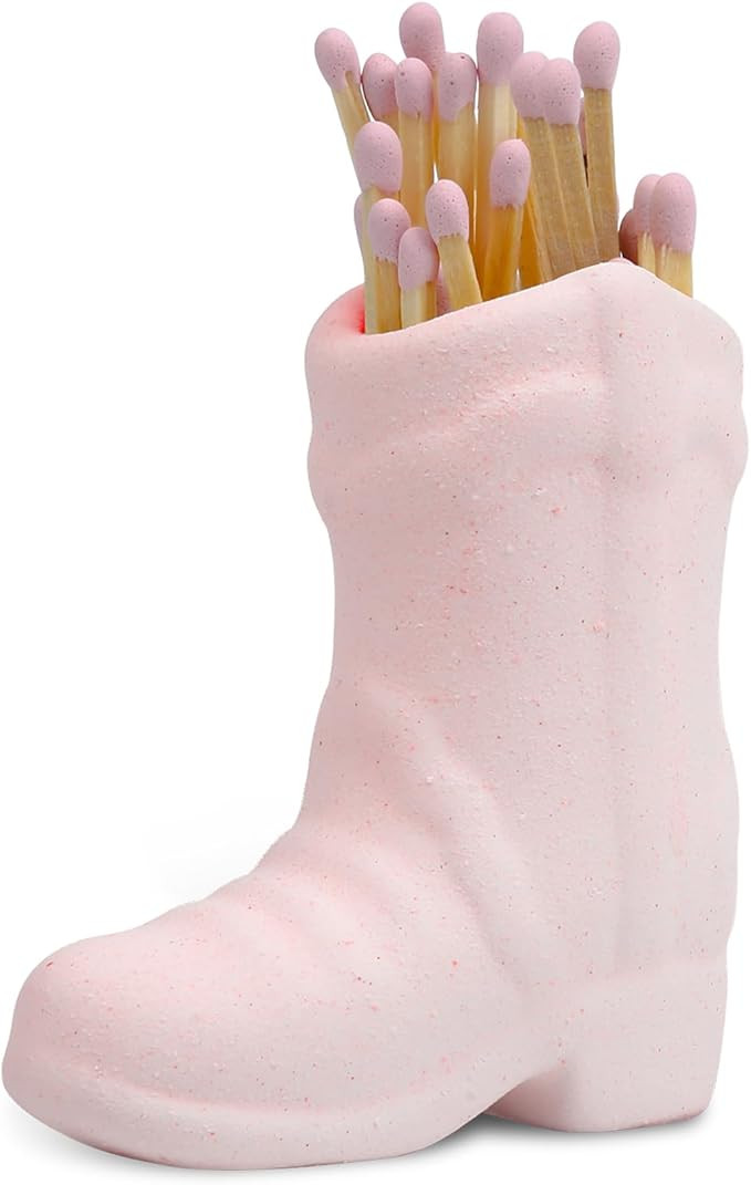 Cowboy Boot Match Holder, Cute Boot Match Holder Cowgirl Match Jar with Striker for Candle Cerami... | Amazon (US)