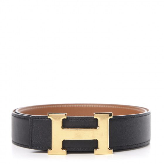 Box Epsom 32mm H Belt 80 Black Gold | Fashionphile