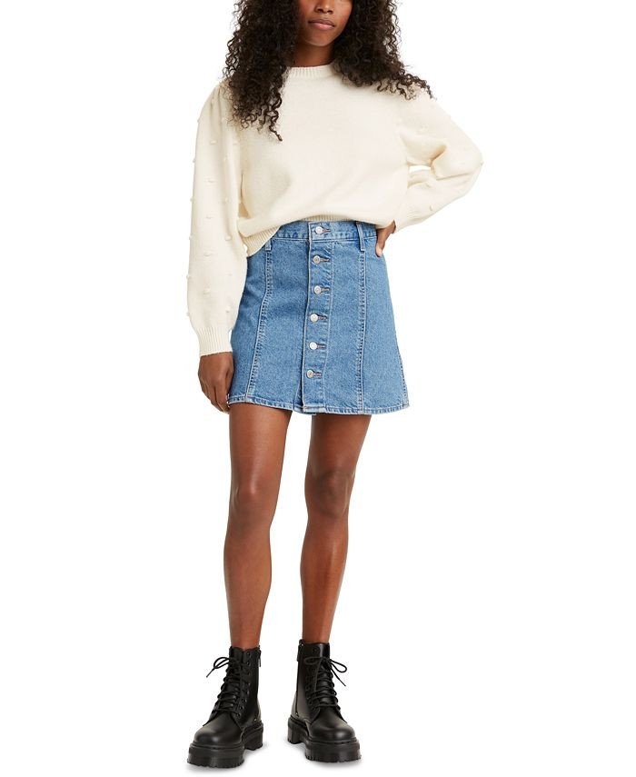 Levi's A-Line Button-Front Jean Skirt & Reviews - Skirts - Juniors - Macy's | Macys (US)