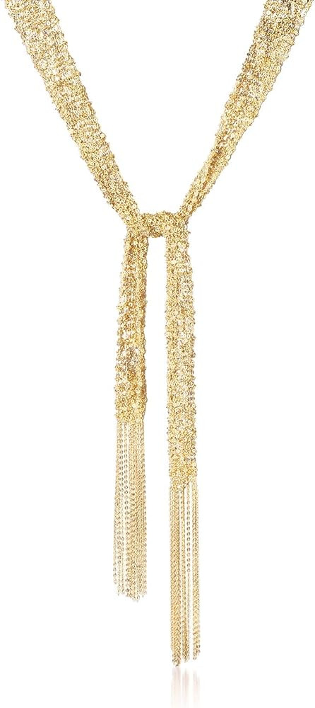 Ross-Simons Italian 18kt Gold Over Sterling Silver Mesh Tie Necklace. 32 inches | Amazon (US)