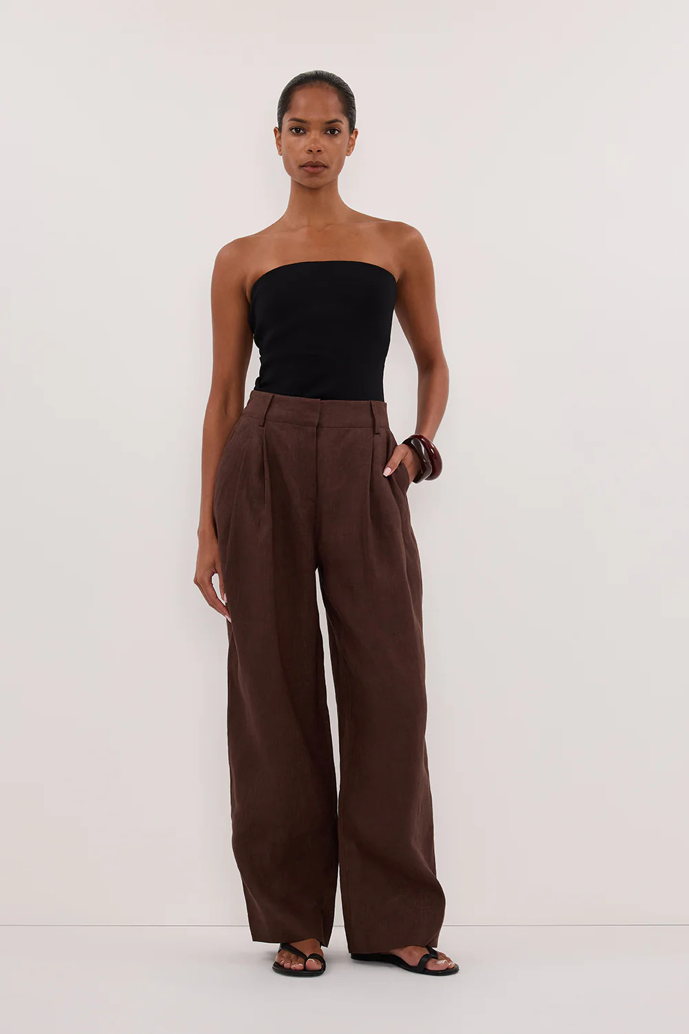 FRAN COCOA CHOC LINEN PANT | DISSH