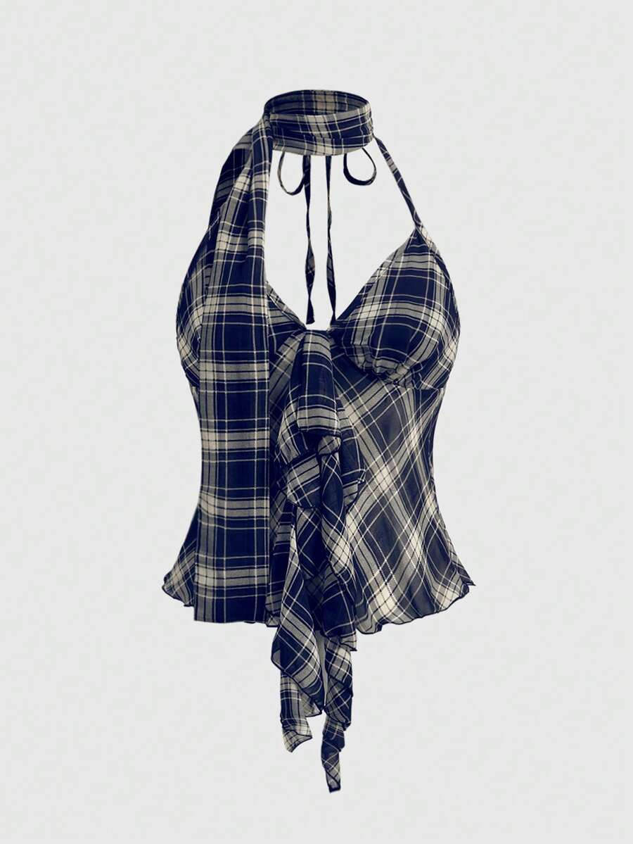 ROMWE Sexy Y2K Polka Dot Chiffon Allover Print Ruffle Collar Design Women Tank Top | SHEIN