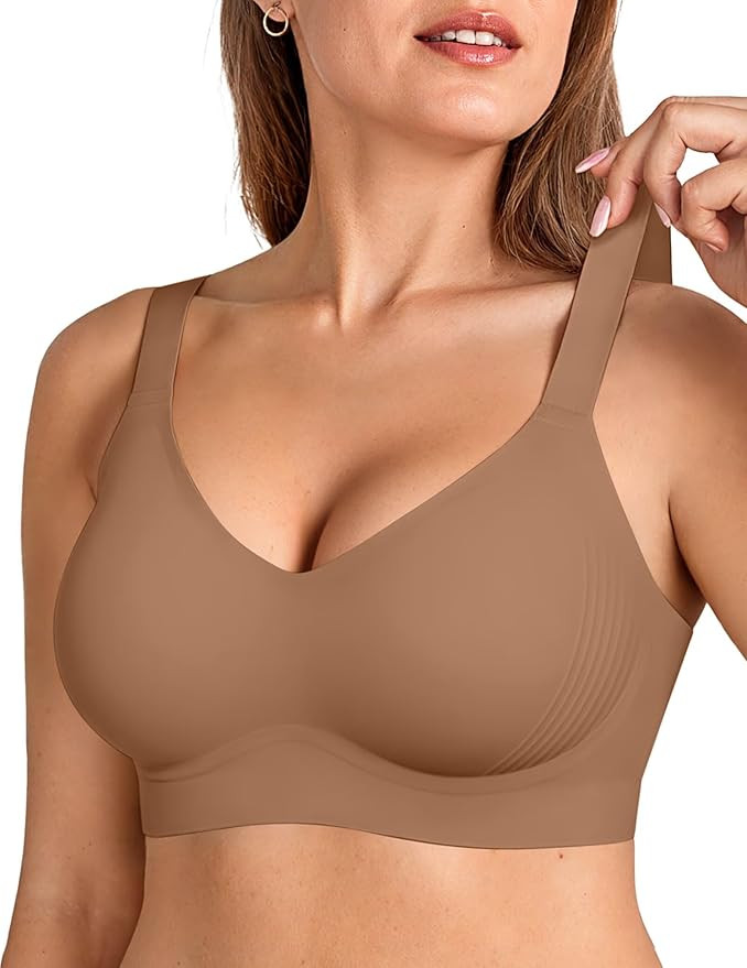 Vertvie Bras for Women Supportive Wireless Push Up Bra No Underwire Seamless Full Coverage Back S... | Amazon (US)