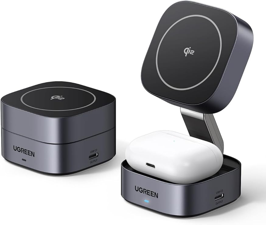 UGREEN MagFlow Qi2 Magnetic Foldable Charging Station, 2-in-1 Fast Wireless Charger Compatible wi... | Amazon (US)