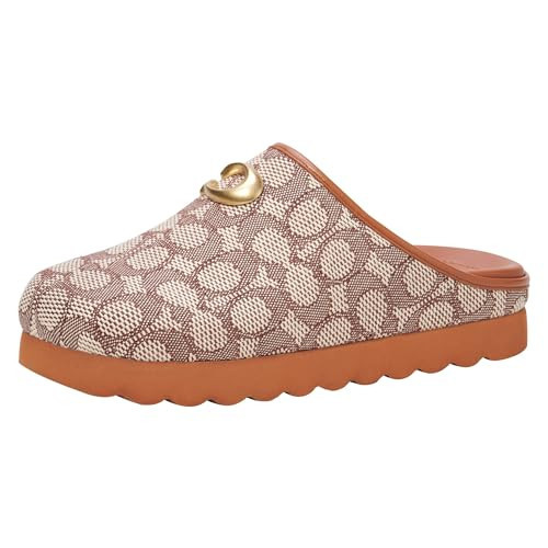Coach Women's Hadley Signature Jacquard Slipper, Cocoa/Burnished Amber, 6 | Amazon (US)