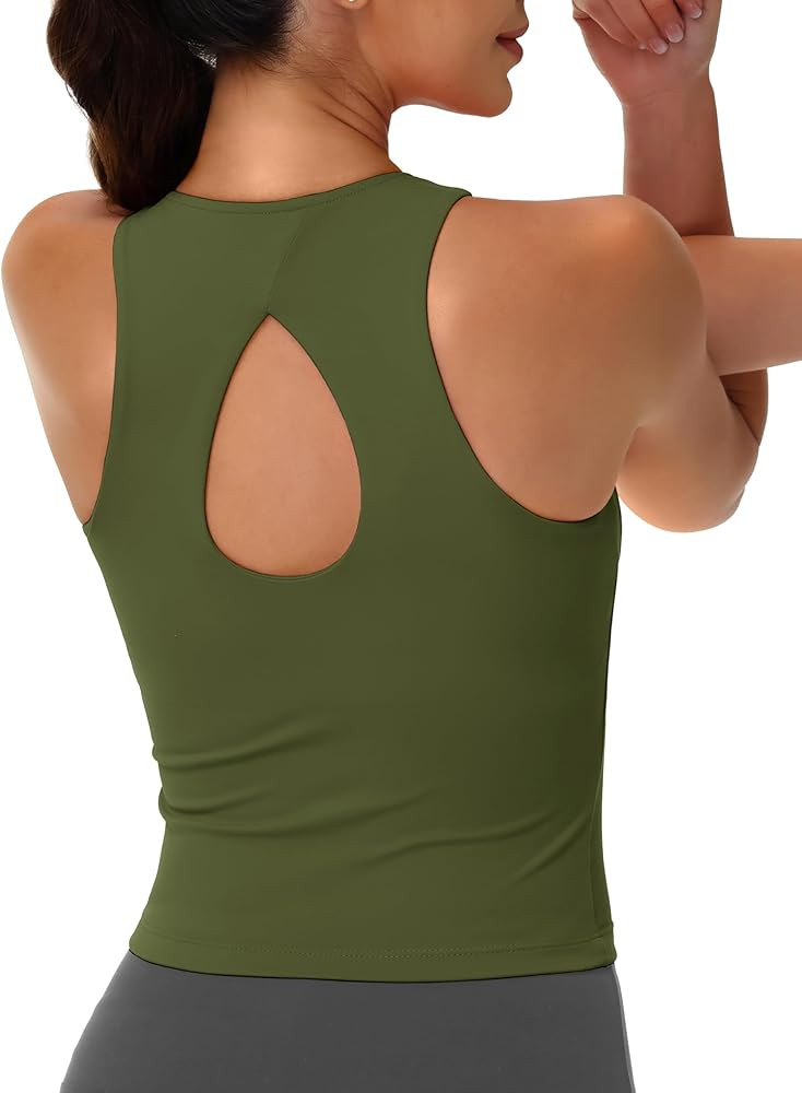 MAGCOMSEN Women's Workout Tank Tops with Built in Bra Athletic Racerback Support Tanks Padded Fit... | Amazon (US)