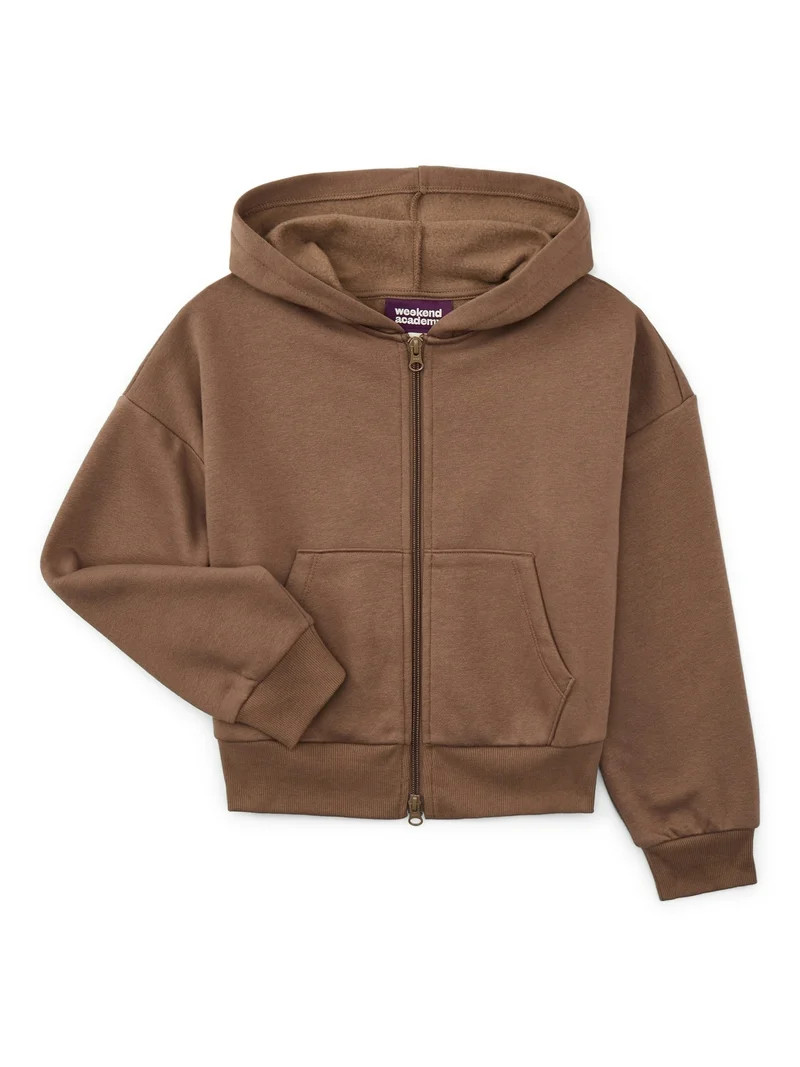 Weekend Academy Girls Hooded Full Zip Fleece Jacket, Sizes 4-18 - Walmart.com | Walmart (US)