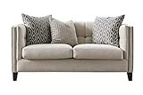 Acanva Luxury Tuxedo Linen-Like Tufted with Nailhead Trim Living Room Sofa, 66”W Loveseat, Cream | Amazon (US)