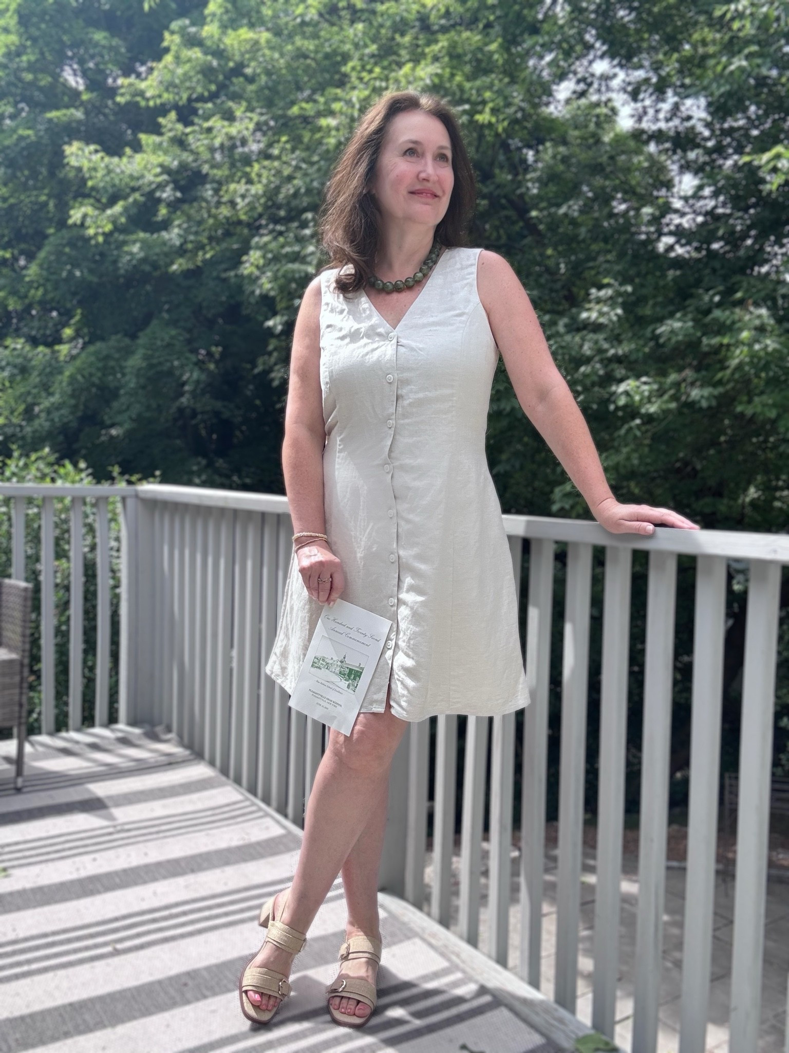 Linen blend dress. Buttons down center. Lined  
Code BF20 off jewelry at Erin McDermott

#LTKTravel #LTKMidsize #LTKOver40