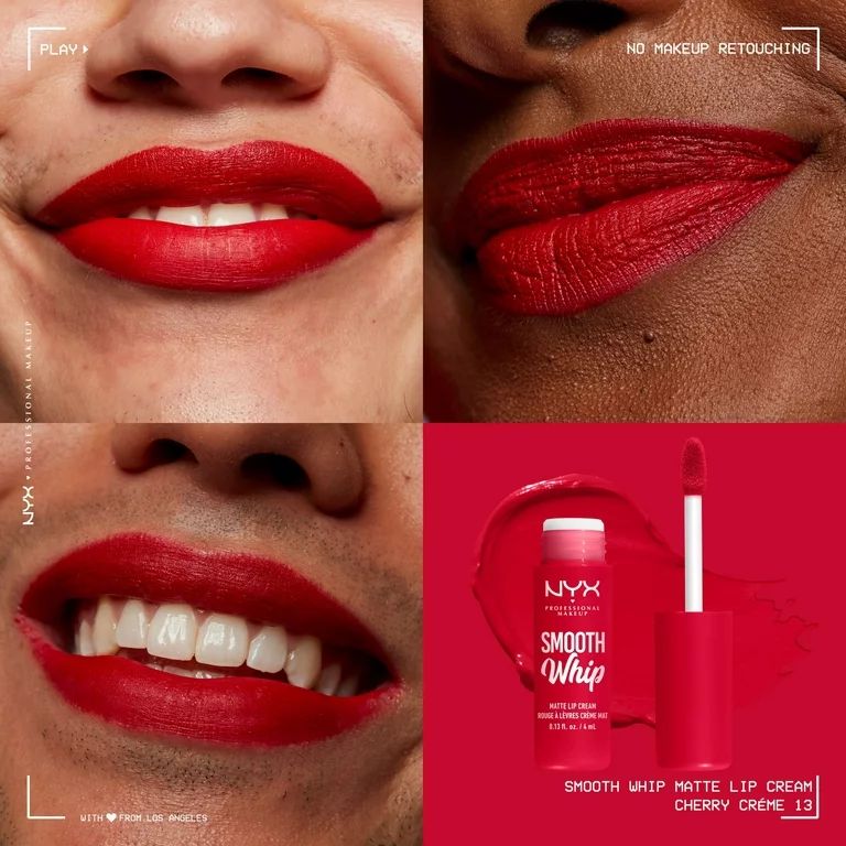 NYX Professional Makeup Smooth Whip Matte Lip Cream, Long Lasting Liquid Lipstick, Cherry Creme | Walmart (US)