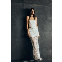 Camille Beaded Satin And Lace Maxi Skirt / Ivory | MESHKI | XXS | MESHKI US