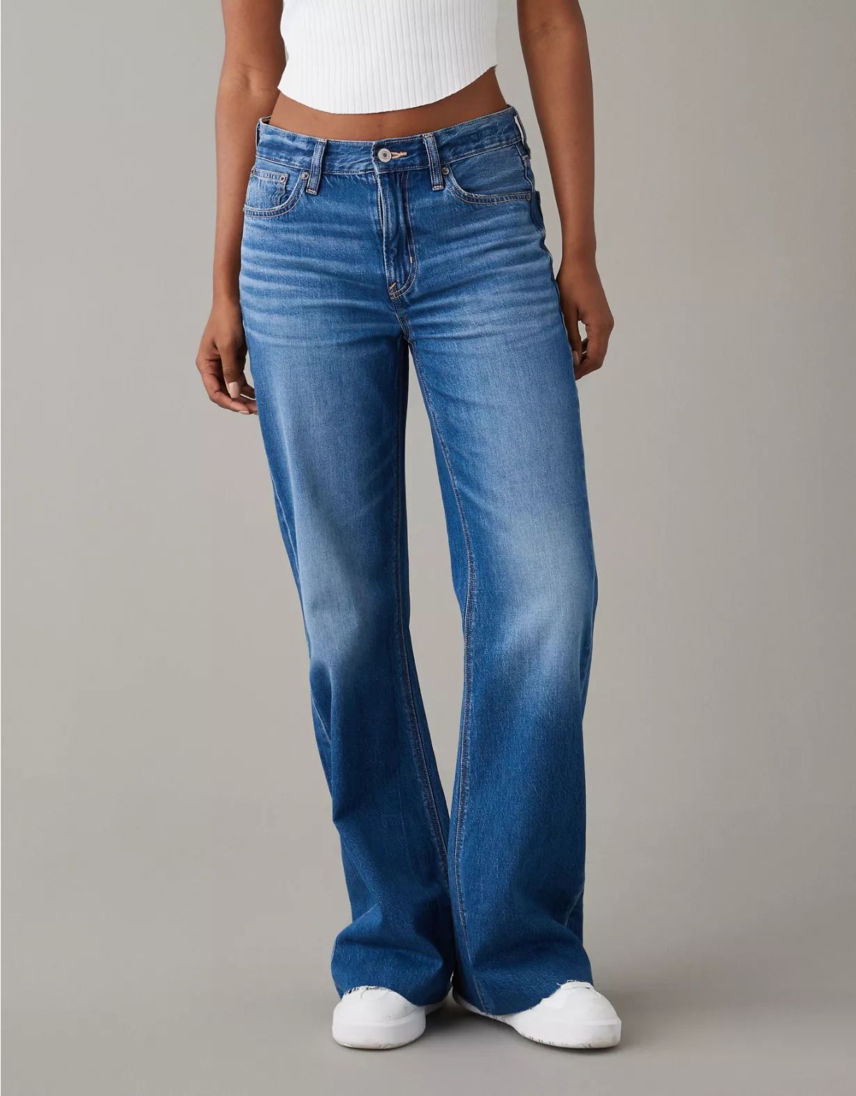 AE Dreamy Drape Low-Rise Baggy Flare Jean | American Eagle Outfitters (US & CA)
