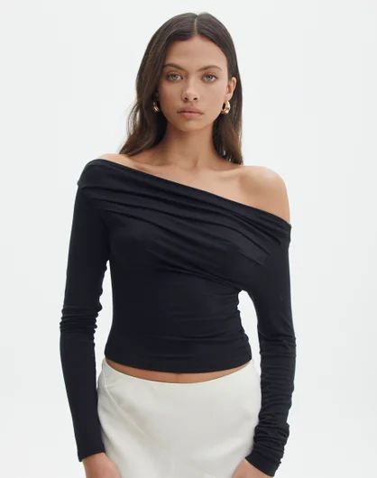 Ruched Off The Shoulder Top in Black | Glassons | Glassons (Australia)