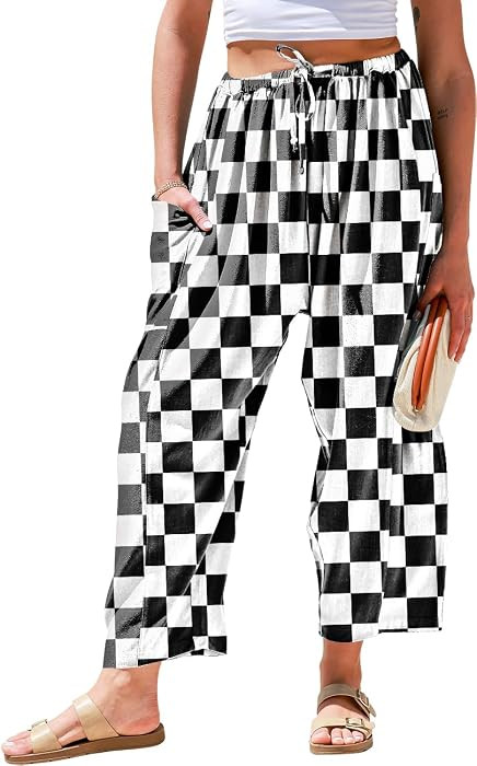 TARSE Womens Linen Wide Leg Pants Casual Loose Drawstring Summer 2026 Beach Travel Vacation Palaz... | Amazon (US)
