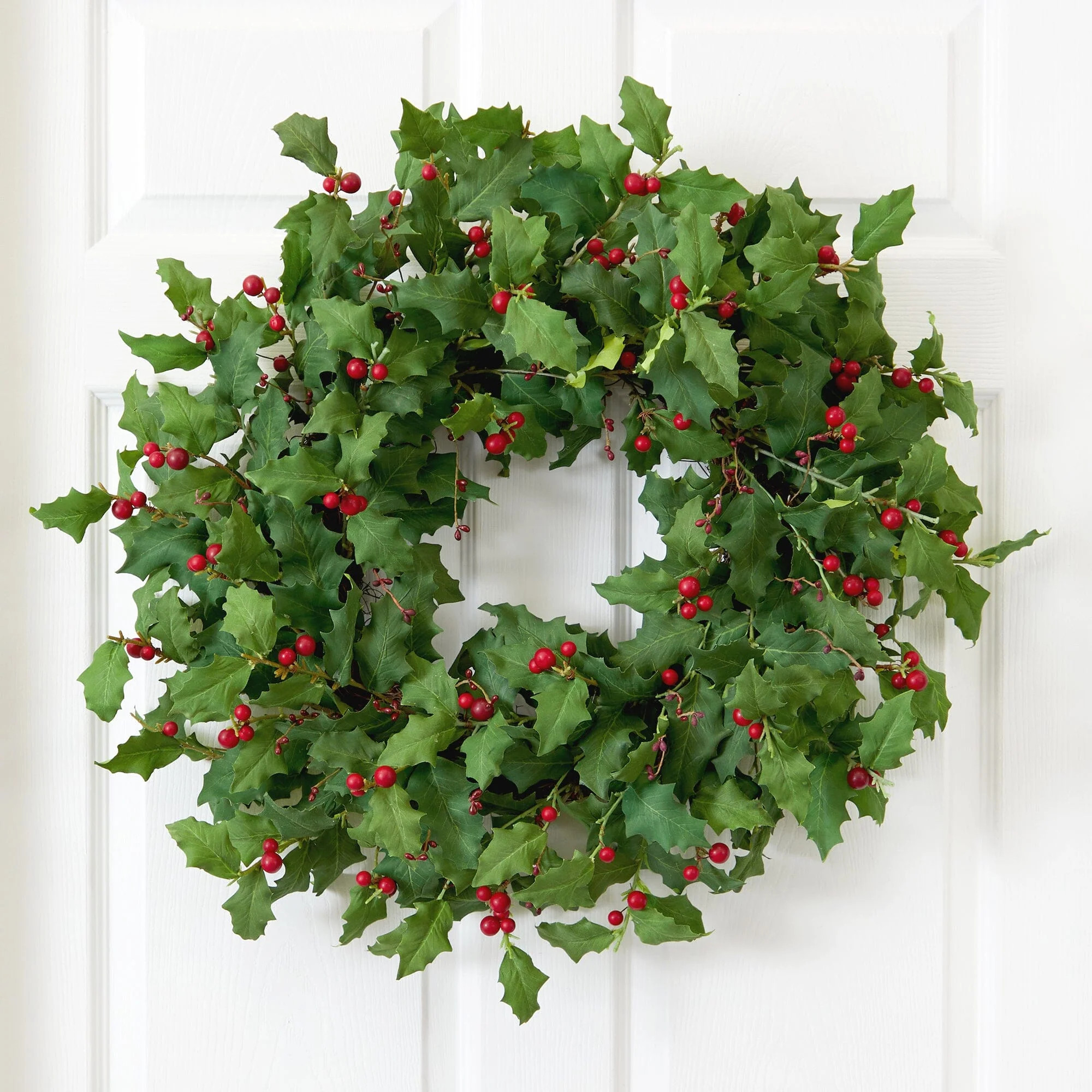 28” Holly Berry Artificial Wreath | Nearly Natural | Nearly Natural