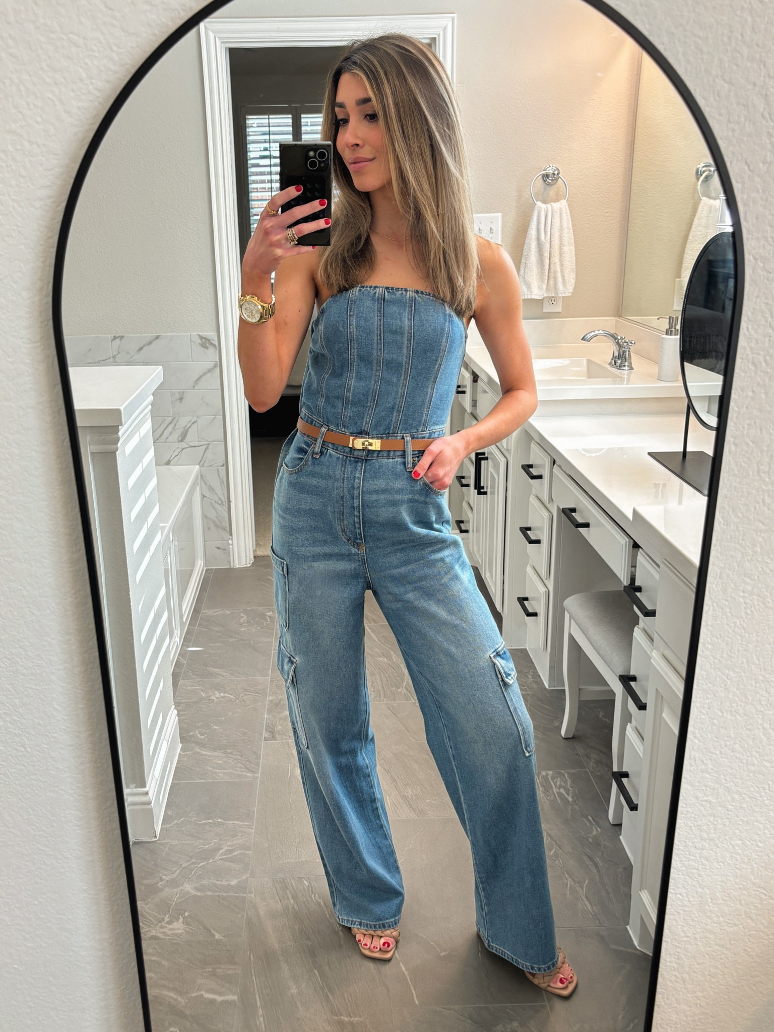 One of my favorite Target finds! Wearing size XS
Denim strapless jumpsuit • belt • braided heels

#LTKparties #LTKfindsunder100 #LTKstyletip