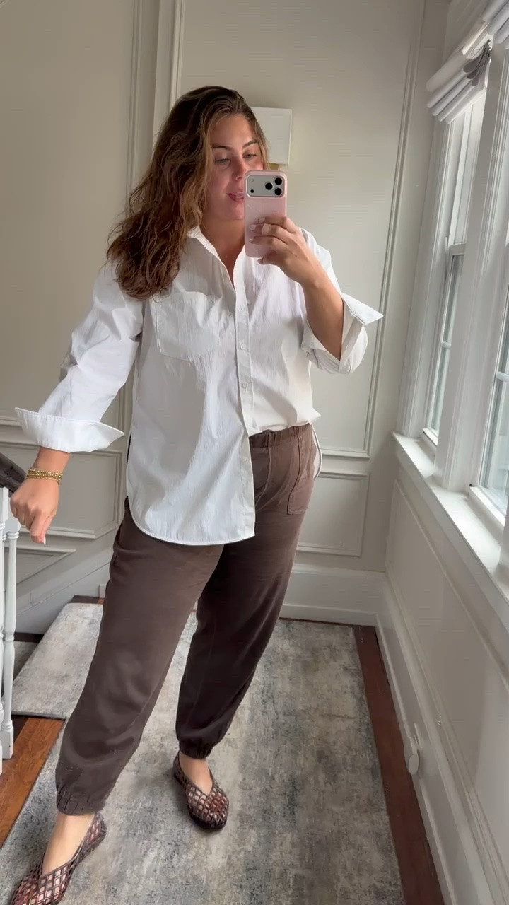 Fall outfit - wearing size XL in button down & joggers.

#LTKootd #LTKSeasonal #LTKPlusSize