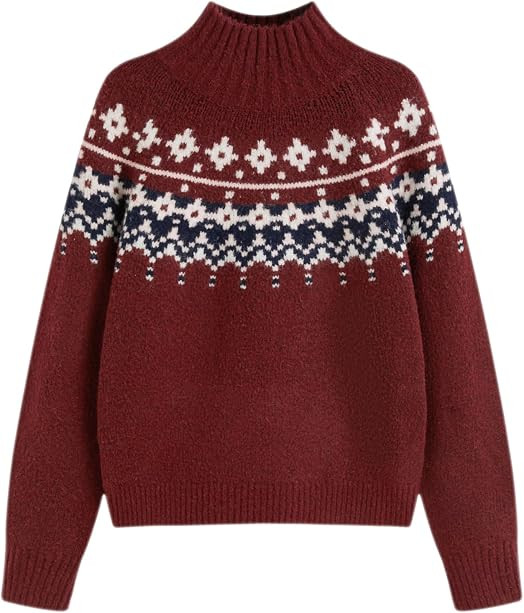 CIDER Women's Fair Isle Wool Blend Sweater Long Sleeve Pullover | Amazon (US)