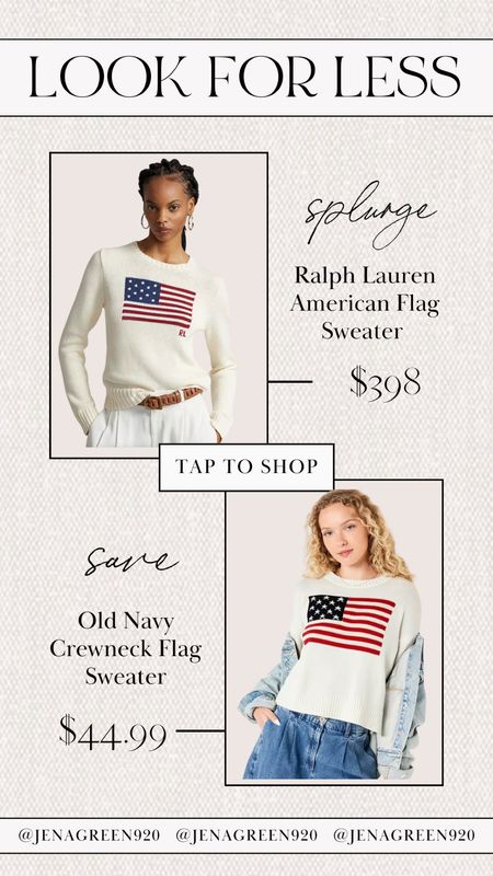 Look For Less | American Flag Sweater | Save Vs Splurge | 4th Of July

#LTKFindsUnder50 #LTKStyleTip #LTKSeasonal
