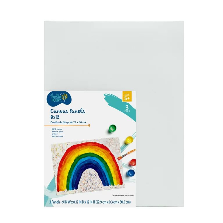 Hello Hobby 9x12 Panel Canvas, 3PK | Walmart (US)