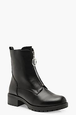 O Ring Pull Biker Boots | Boohoo.com (US & CA)