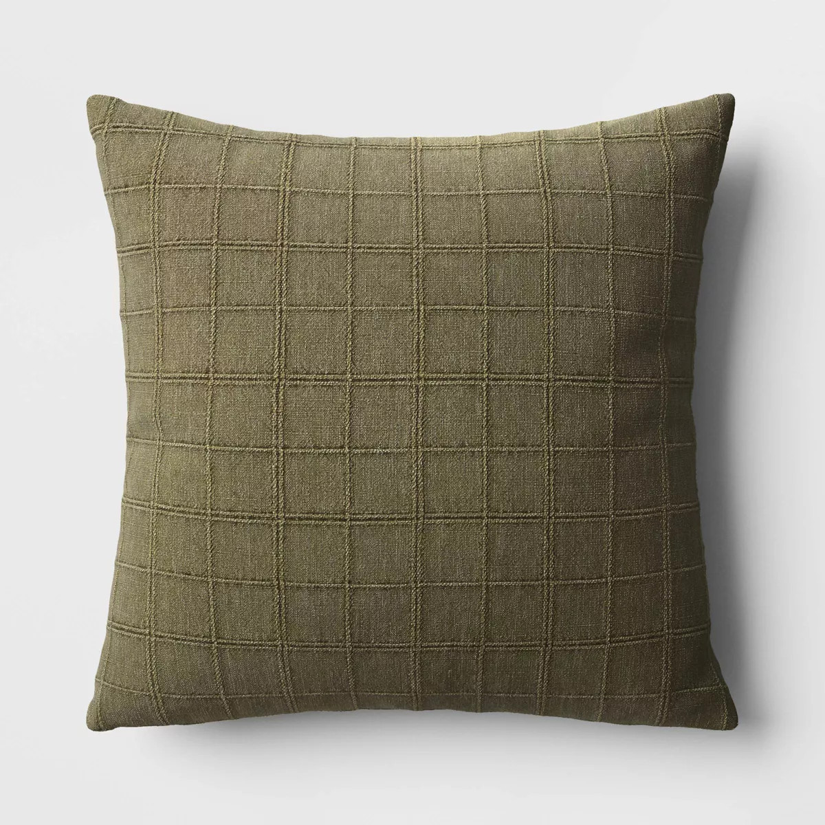 Oversized Woven Washed Windowpane Square Throw Pillow Green - Threshold™: Decorative, Indoor, Z... | Target