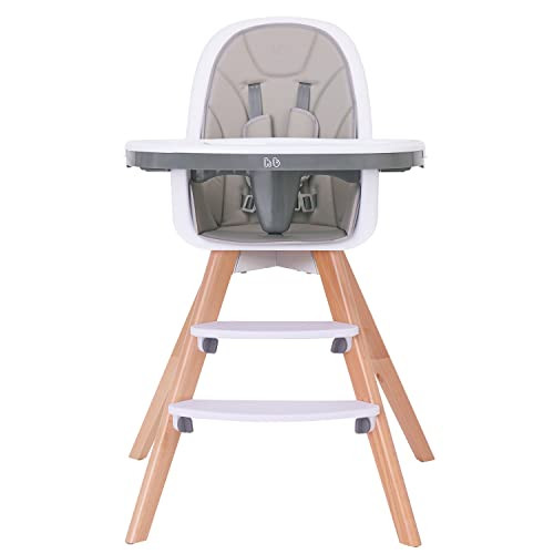 Baby High Chair with Double Removable Tray for Baby/Infants/Toddlers, 3-in-1 Wooden High Chair/Bo... | Amazon (US)