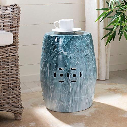 Safavieh ACS4571A Gilroy Ceramic Decorative Garden Stool, Blue Marble | Amazon (US)
