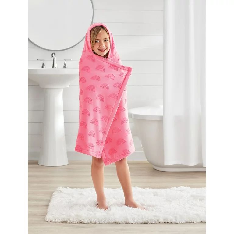 Your Zone Kids Pink Rainbow Cotton Hooded Towel | Walmart (US)