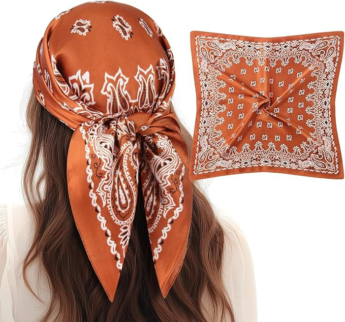 1 Pcs 27.5 Inches Satin Head Scarf Silk Like Stain Bandana Sleeping Hair Wrap Hair Scarf for Wome... | Amazon (US)