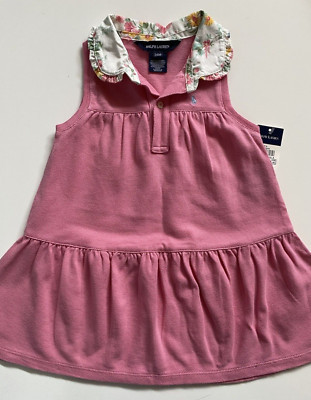 Ralph Lauren Tiered Dress Floral Collar Sleeveless Pink Size 24 Months NWT  | eBay | eBay US