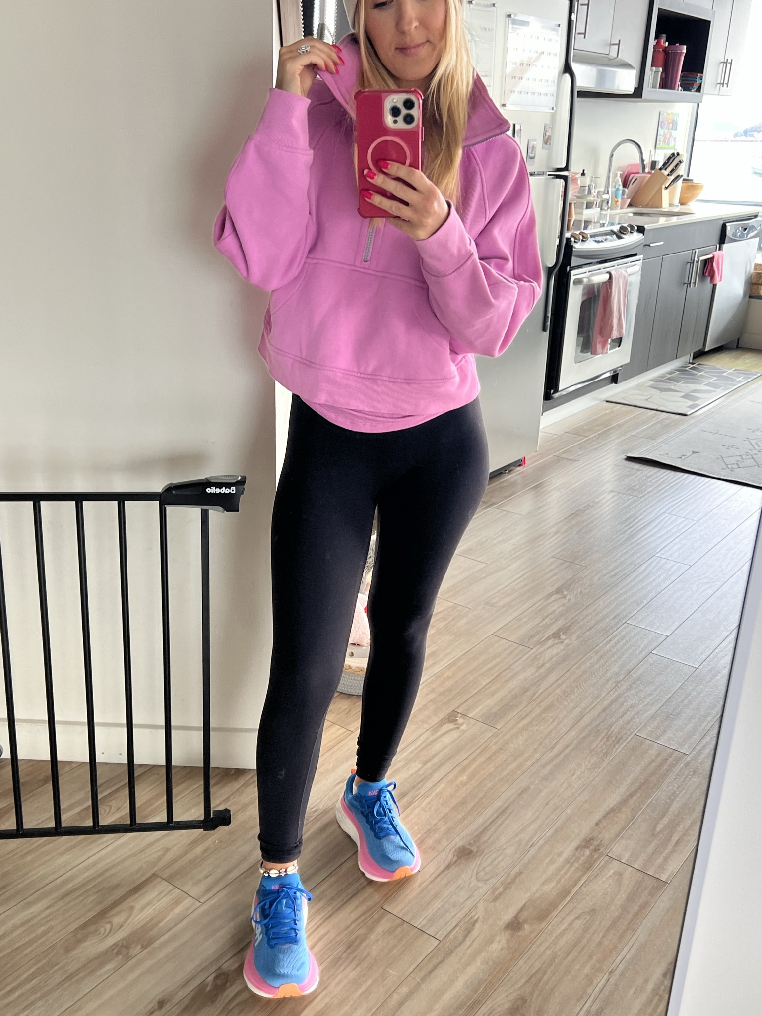 Love my Hoka Bondi 8’s! I wear for mine travel, exercise and everything in-between. 💙🩷

Why I love them: on sale now, comfortable, excellent support, good for running, walking & everyday wear, support my high arches. Colorful and fun color! 

#LTKtravel #LTKSpringSale #LTKfitness