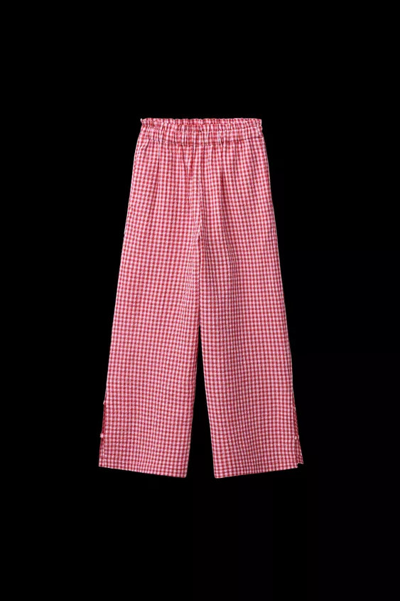 GINGHAM CHECK PANTS | Zara US