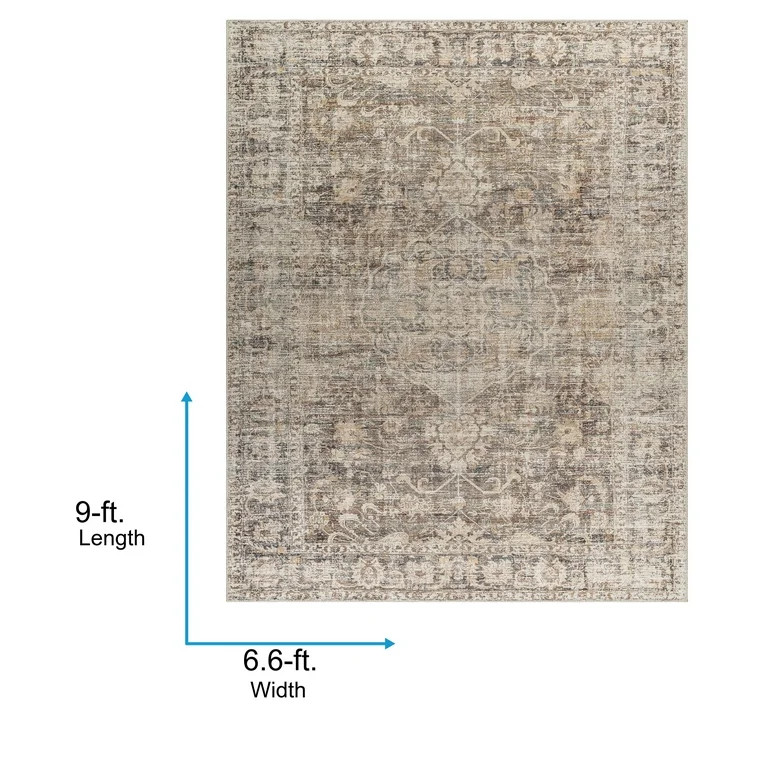 Becki Owens x Livabliss Marlene Medallion Area Rug ,6'7" x 9', Dark Brown - Walmart.com | Walmart (US)