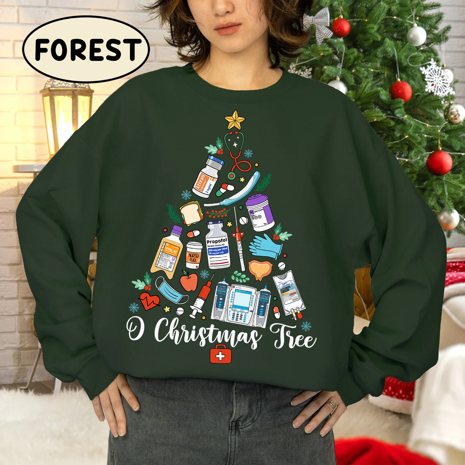 Christmas Gift for Nurse, ICU nurse shirt, Critical Care nurse gift, Nurse Xmas Tree shirt, Funny... | Etsy (US)