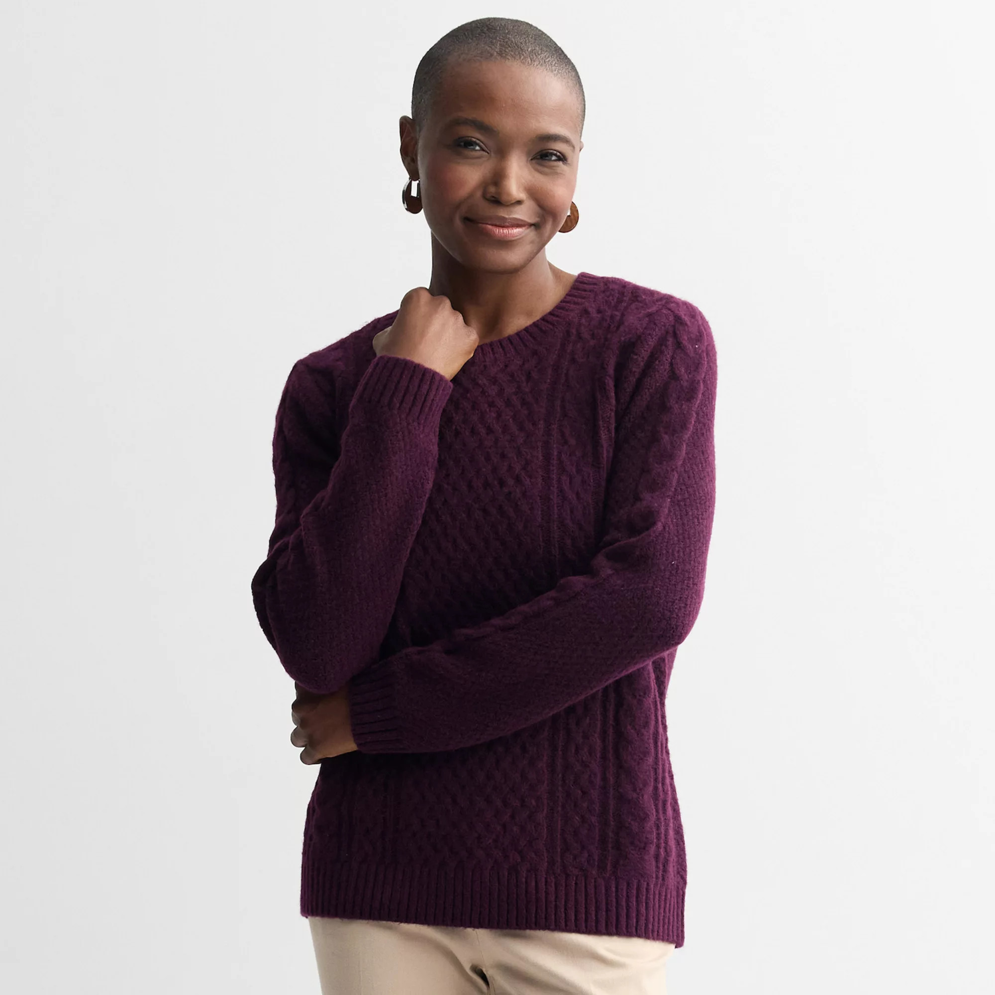Women's Croft & Barrow® Crewneck Knitted Sweater | Kohl's