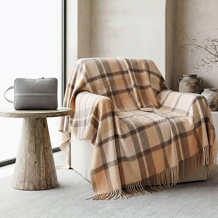 Soft Pure Wool Throw Blanket, Lightweight Warmth, 55"x83" | Amazon (US)