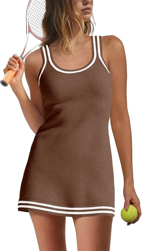 Nirovien Womens Tennis Dress with Shorts Sleeveless Athletic Romper Dress Knit Active Dresses Wor... | Amazon (US)