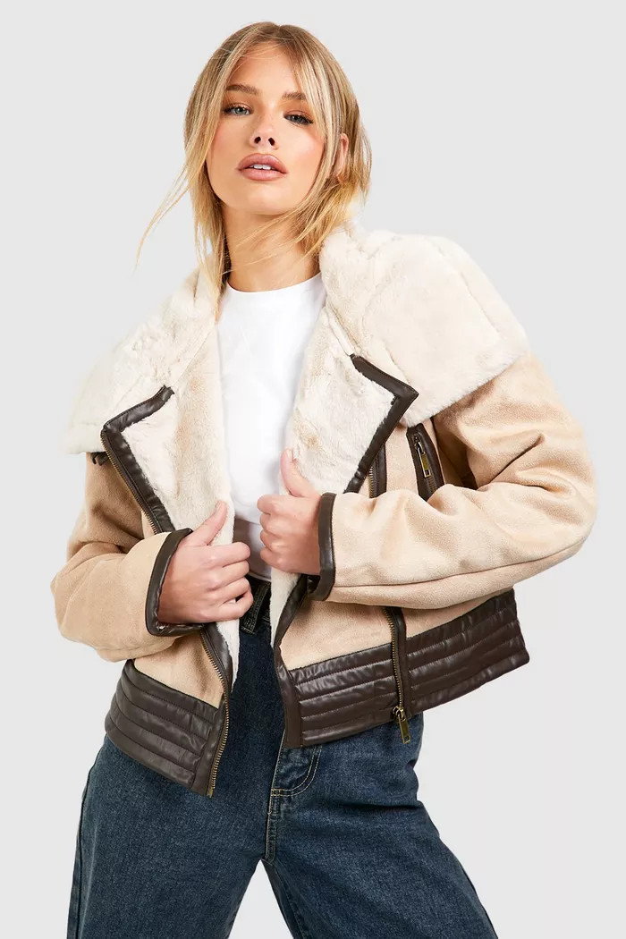 Faux Fur Trim Premium Aviator | boohoo (US & Canada)