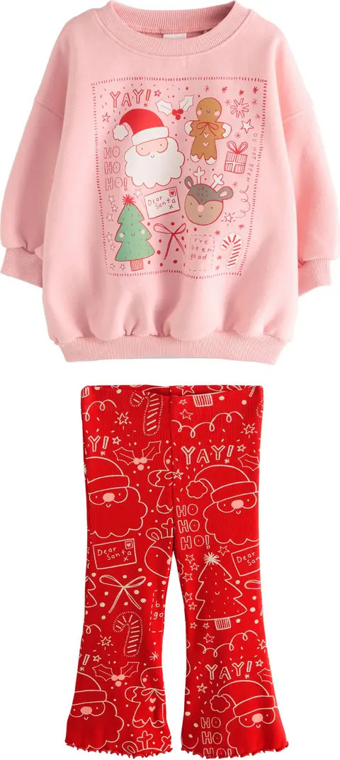 NEXT Kids' Christmas Graphic Sweatshirt & Flare Leggings Set | Nordstrom | Nordstrom