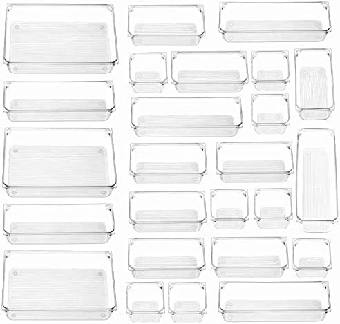 Cq acrylic 25 PCS Clear Drawer Organizers Set, 4 Sizes Plastic Vanity Drawer Organizers and Stora... | Amazon (US)