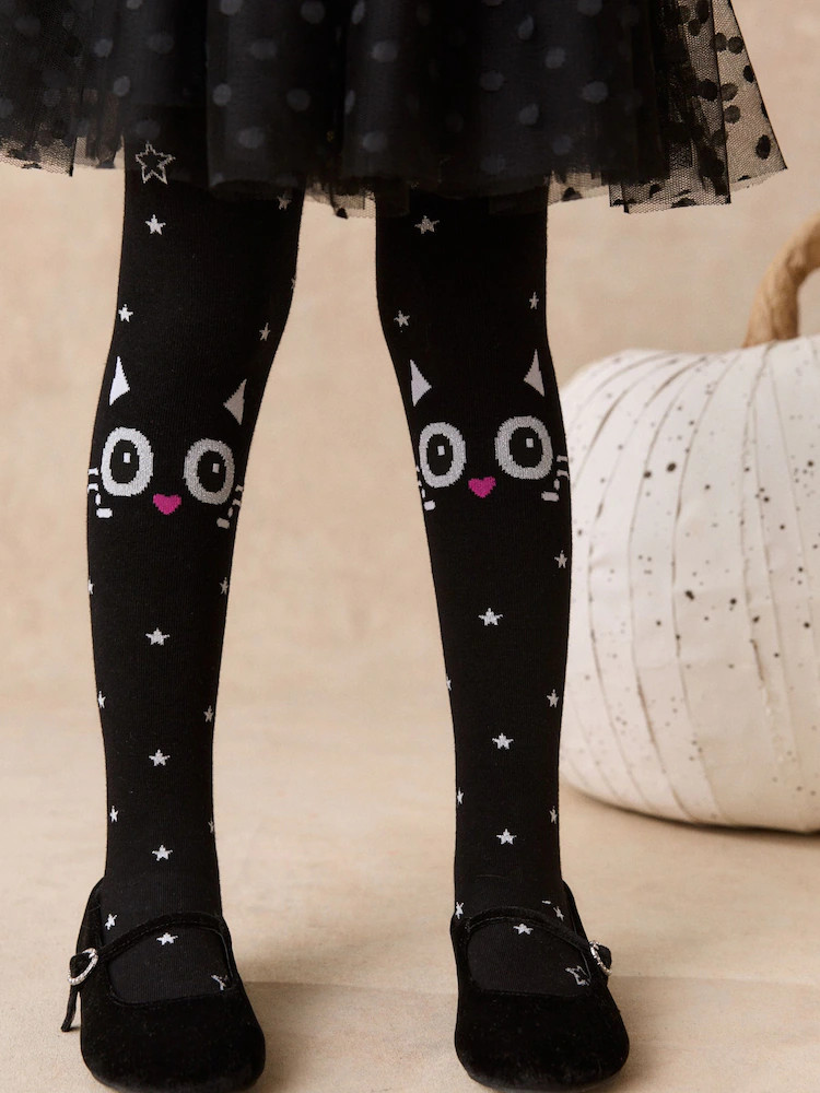 Black Cat Cotton Rich Halloween Tights | Next US