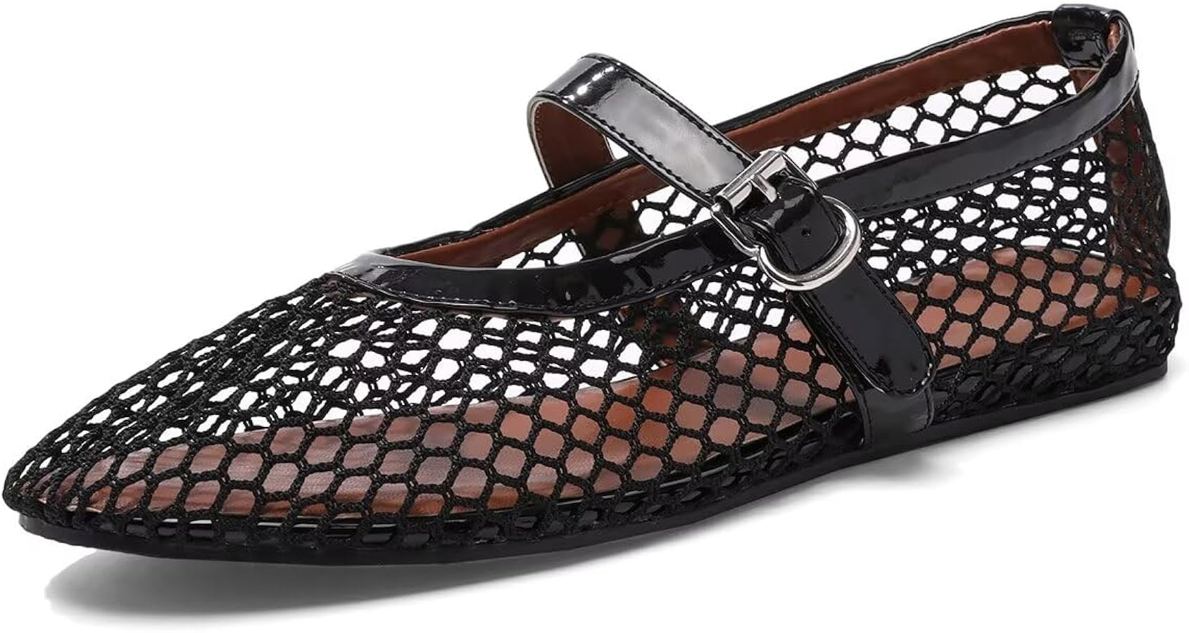 Mesh Flats for Women Ballerina Comfortable Mule Casual Round Toe Buckle Strap Ballet Mary Jane Sh... | Amazon (US)