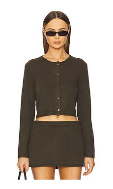 WeWoreWhat Fitted Crewneck Cardigan in Dark Grey from Revolve.com | Revolve Clothing (Global)