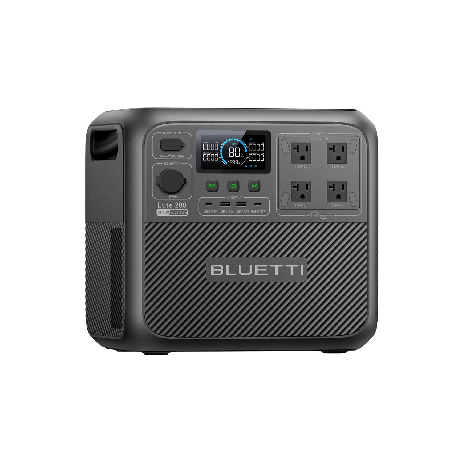 BLUETTI - 2600W Continuous/3900W Peak Output 2073Wh Portable Power Station, Push Button Start Battery Generator for Emergency Use (2073 Wh Capacity) | Best Buy U.S.