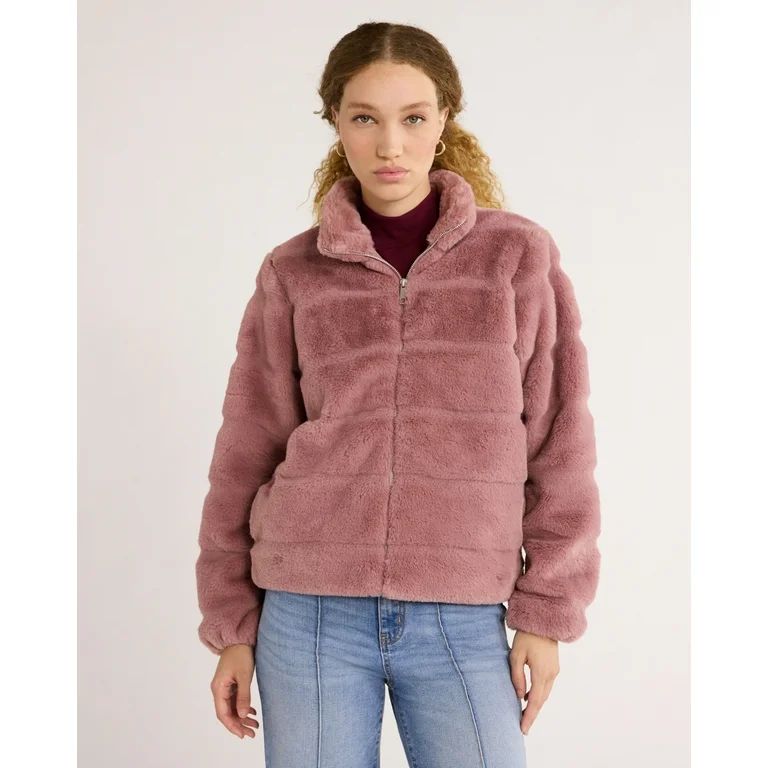 Time and Tru Women's and Women's Plus Faux Fur Channel Jacket, Sizes XS-3X | Walmart (US)