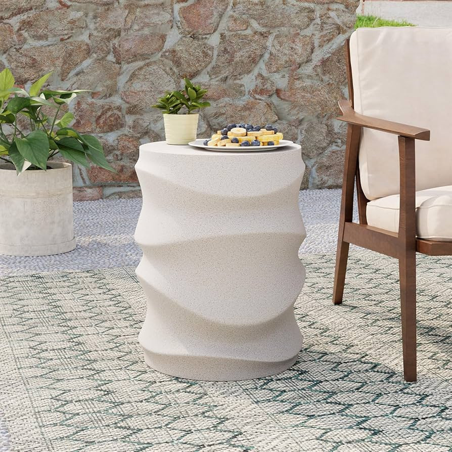 COSIEST Outdoor Side Table, 18''H Concrete Side Table for Patio, Streamlined Lightweight Accent T... | Amazon (US)