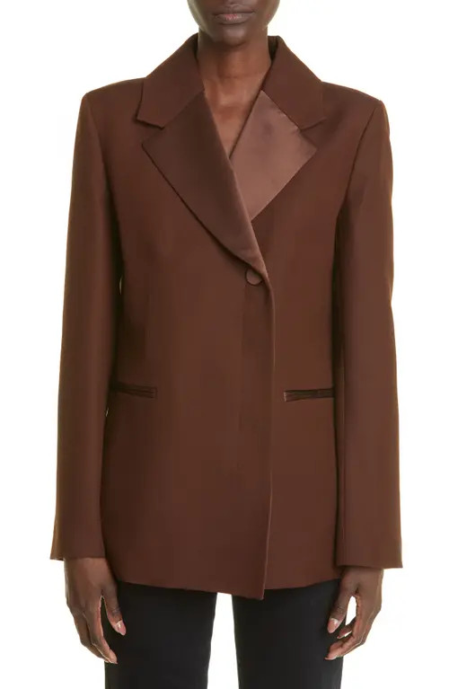 Khaite Women's Johnson Satin Lapel Blazer in Brown at Nordstrom, Size 0 | Nordstrom
